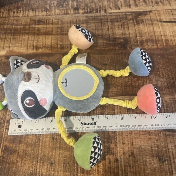 Spark Create Imagine Raccoon 10" Plush Gray Baby Rattle Mirror Sensory Walmart - Picture 5 of 6